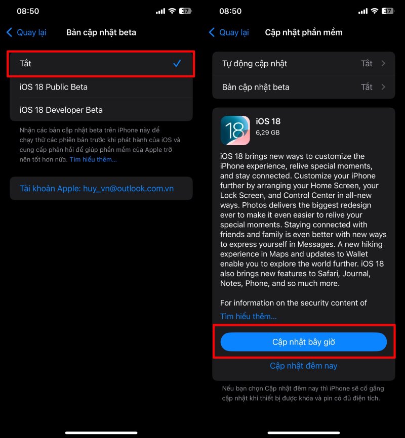 Hướng dẫn cập nhật iOS 18 cho iPhone