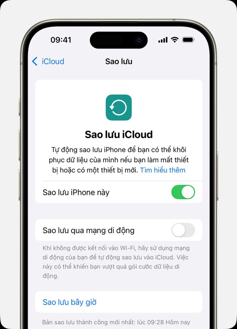 Hướng dẫn sao lưu dữ liệu iPhone lên iCloud